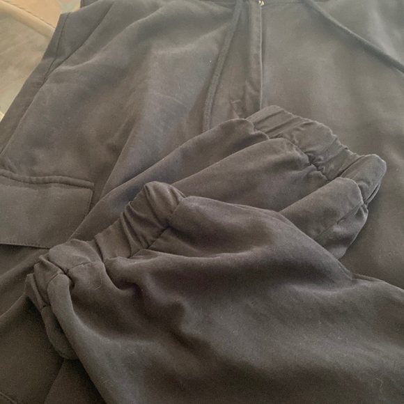 Zara Black Cropped Faded Cargo Pants Medium M Harem Cargo - Picture 9 of 11